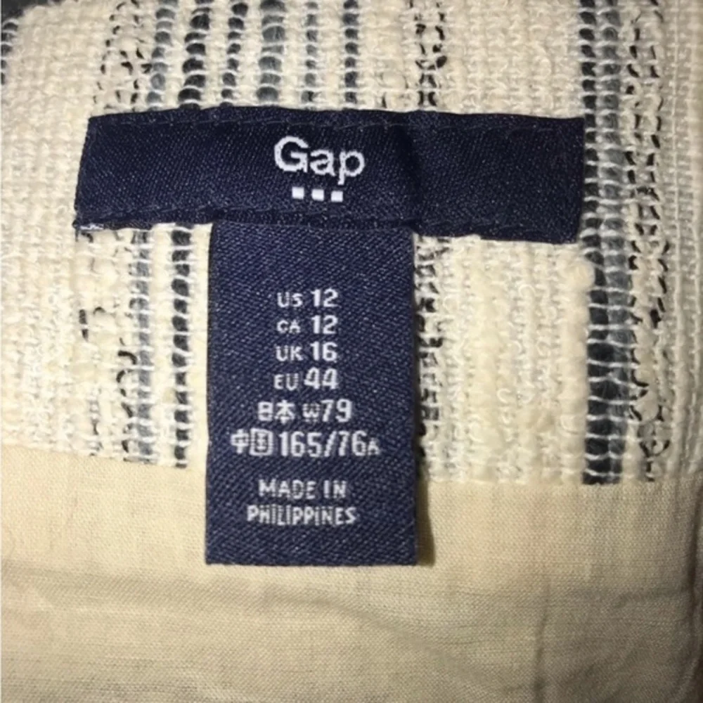 Gap Factory 12 textured weave cream/grey/silver metallic stripe mock wrap skirt‎